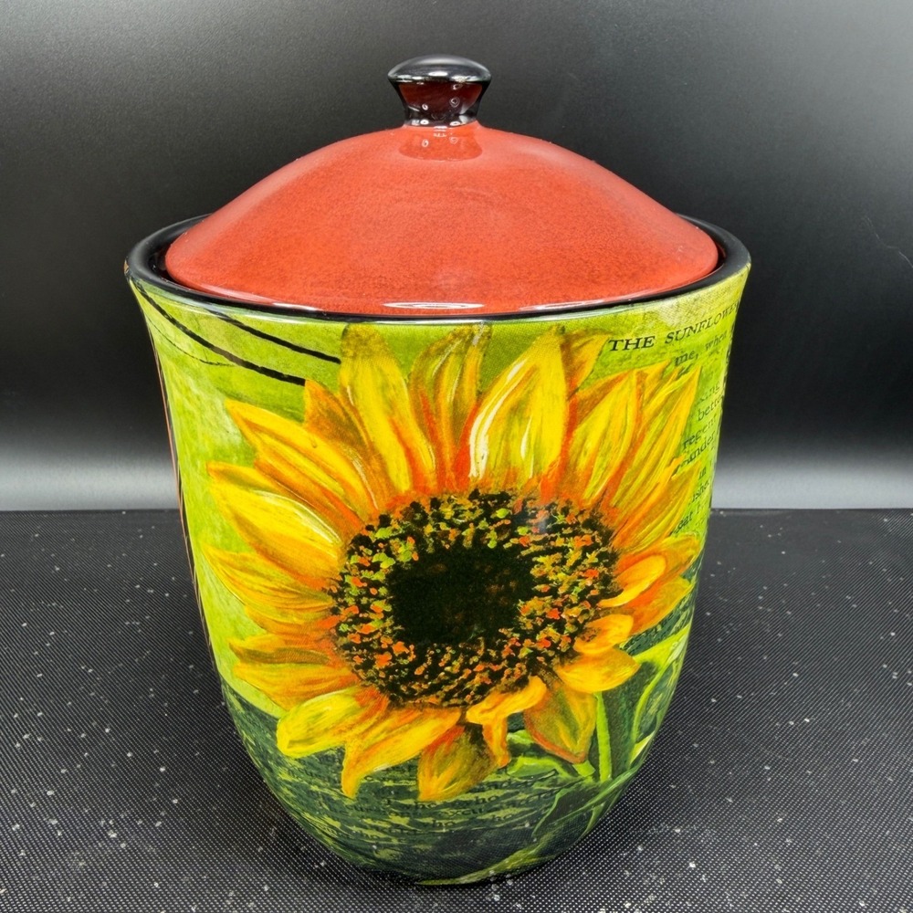 Certified International Sunflower Bee La Fleur Ceramic Canister Jar with Lid VTG - Picture 11 of 14